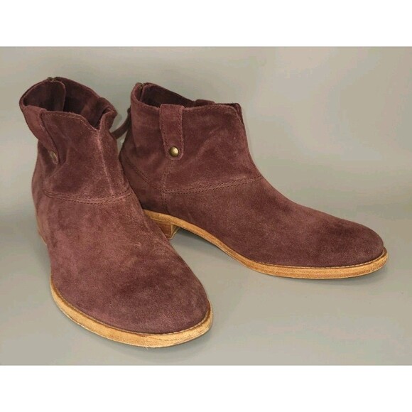Johnston & Murphy Stephanie Stitched Bootie Womens 10M Maroon Suede Boho Leather - Picture 1 of 12